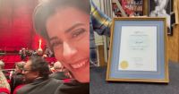 Fernanda Torres mostra "diploma" e envelope do Oscar de "Ainda Estou Aqui"