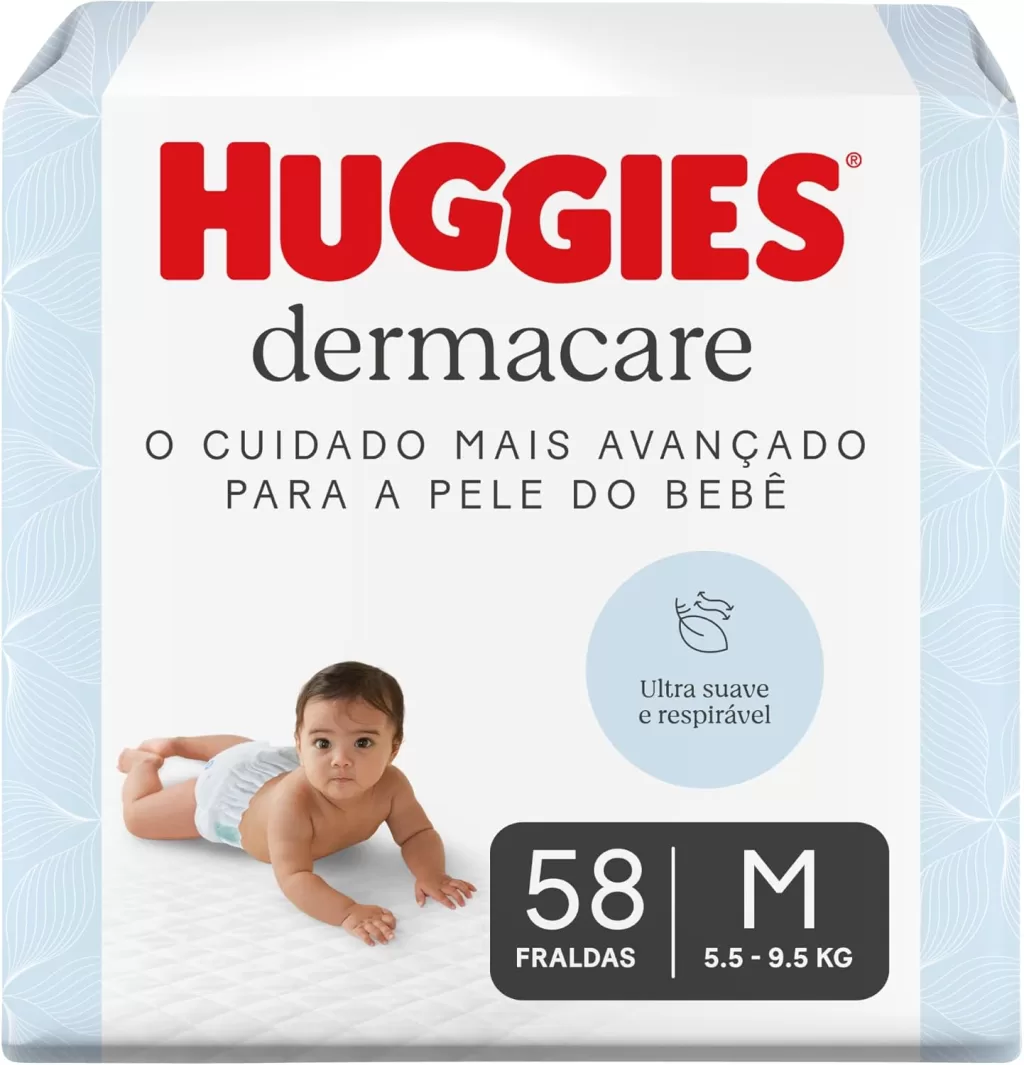 Fralda Huggies Premium Dermacare Tamanho M - 58 Fraldas Premium