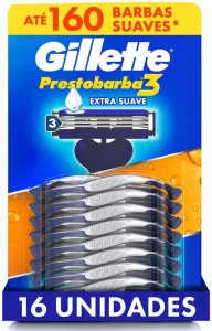 Gillette Aparelho de Barbear Prestobarba3, Barbear Rente Extra Suave, 16