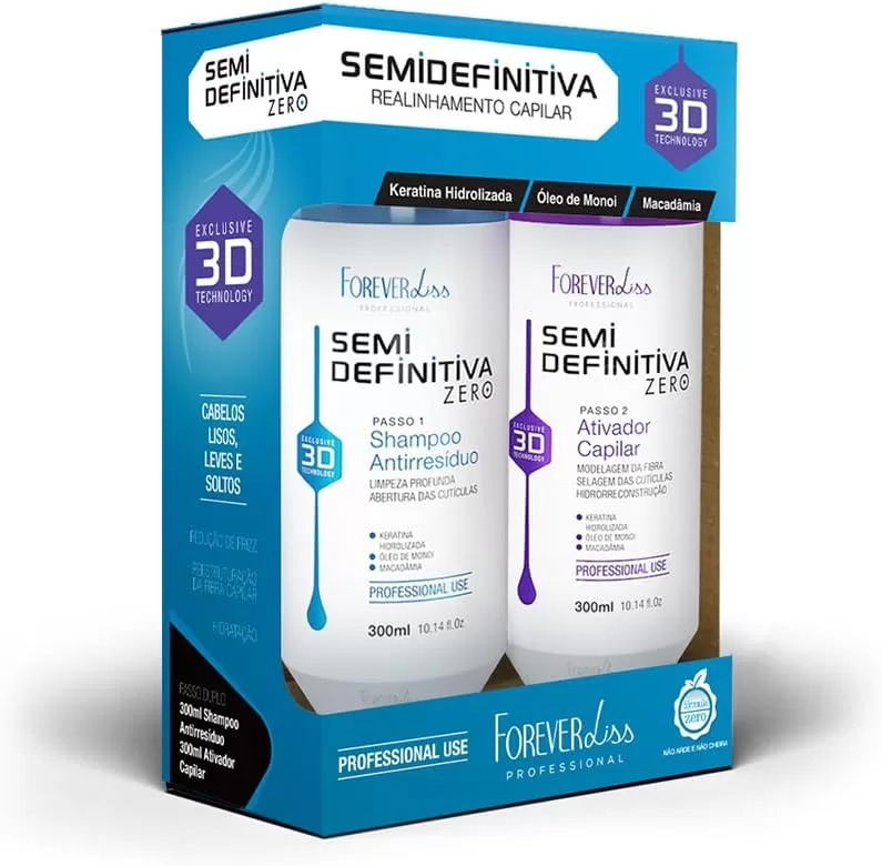 Kit Escova Semi Definitiva Zero 2x300ml Forever Liss