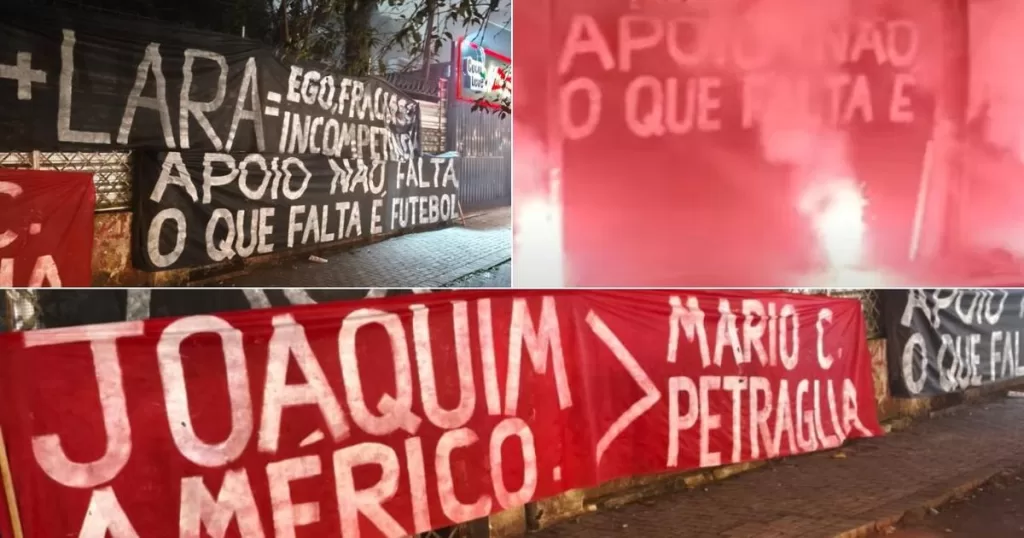 Torcida do Athletico protesta na Baixada, cobra Petraglia e detona: "Elenco de centavos"